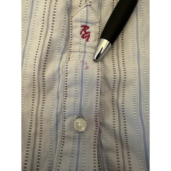Robert Graham Shirt Men’s XL Striped Embroidered Signature Flip Cuff Long Flaws - Picture 7 of 16